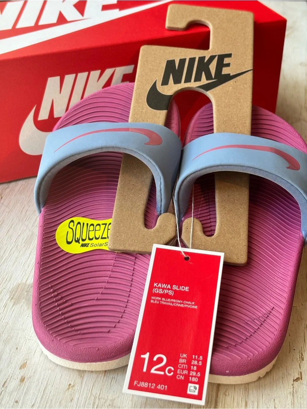 Nike Kids Kawa Slide in Pink Footbed with Light Blue Strap - I have 2 pair